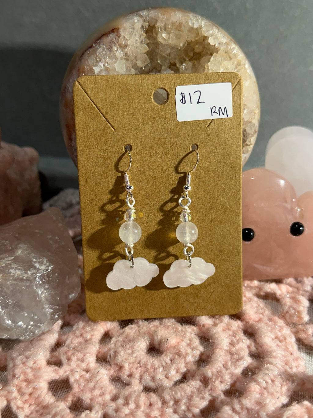 Moonstone & Cloud dangle earrings (B)