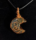 Labradorite moon copper wire-wrapped pendant