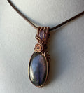 Purple flash Labradorite & Amethyst chip copper wire-wrapped pendant