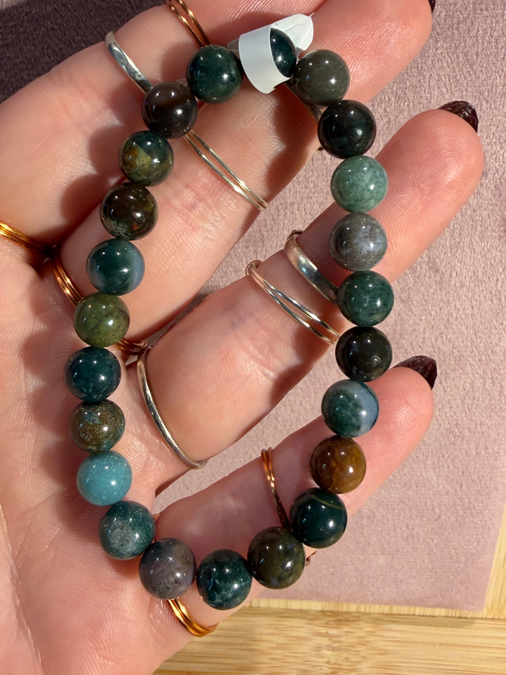 Indian Agate 6.5 inch beaded stretchy bracelet
