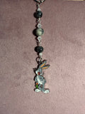 Picasso Jasper & Larvikite Bunny Character Keychain