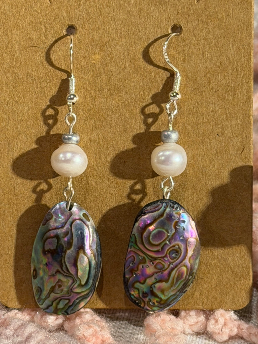Abalone shell & Pearl earrings (C)