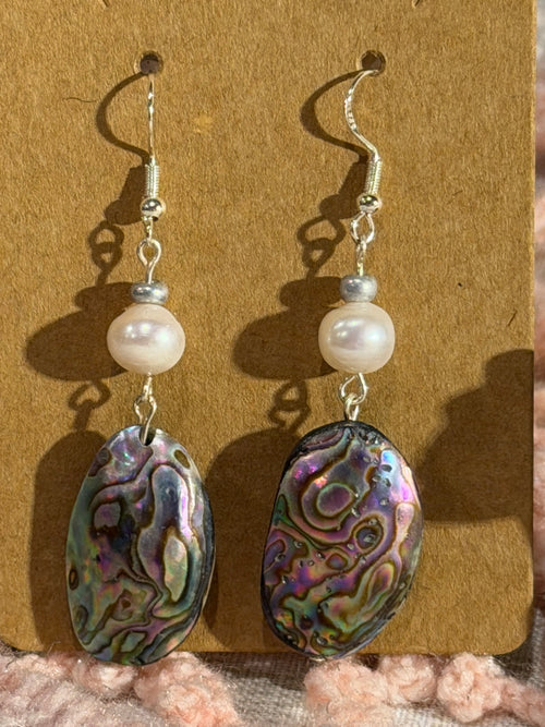 Abalone shell & Pearl earrings (C)