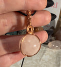 Rose Quartz mini sphere copper wire-wrapped pendant