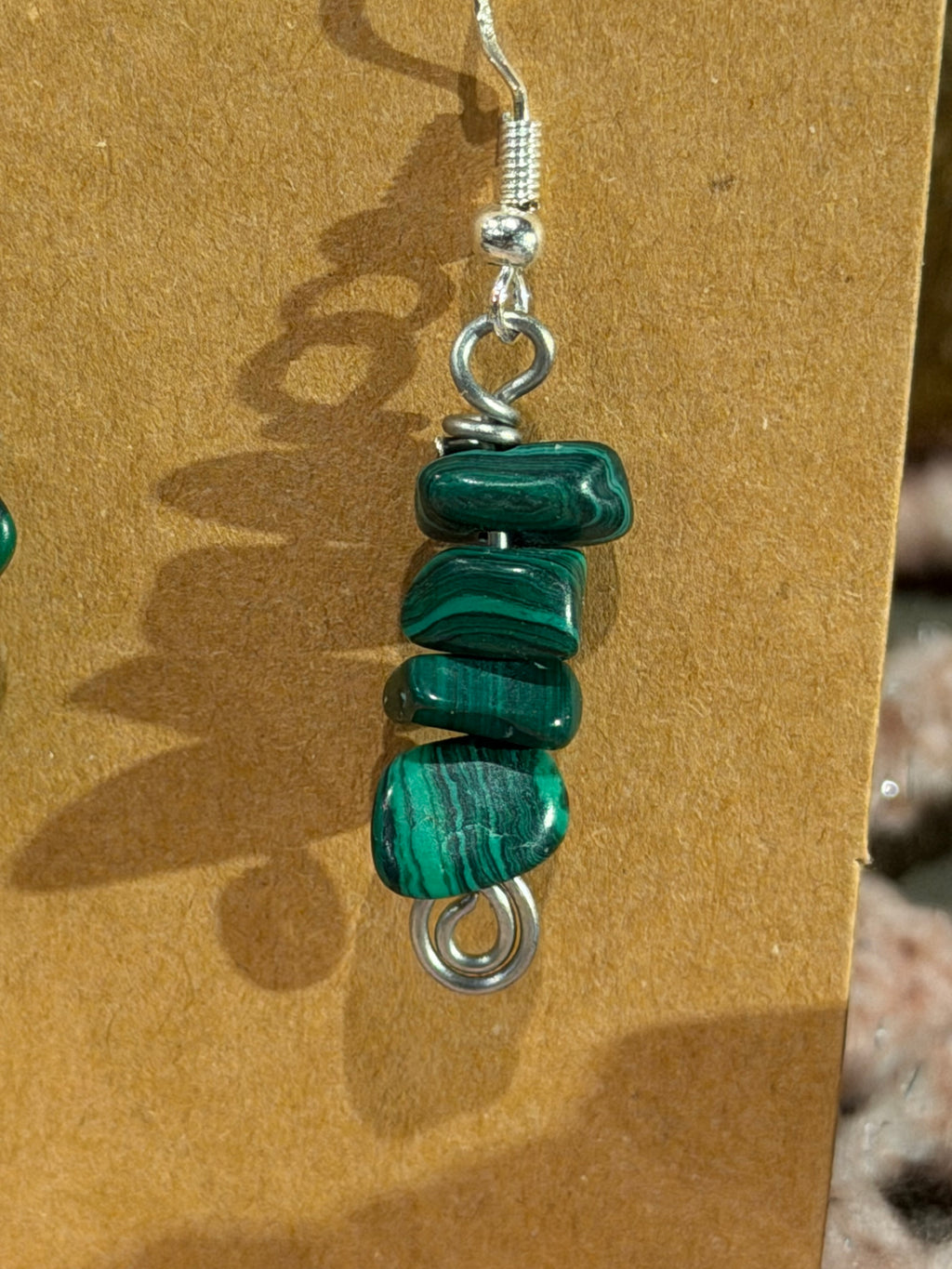 Malachite chip beaded earrings