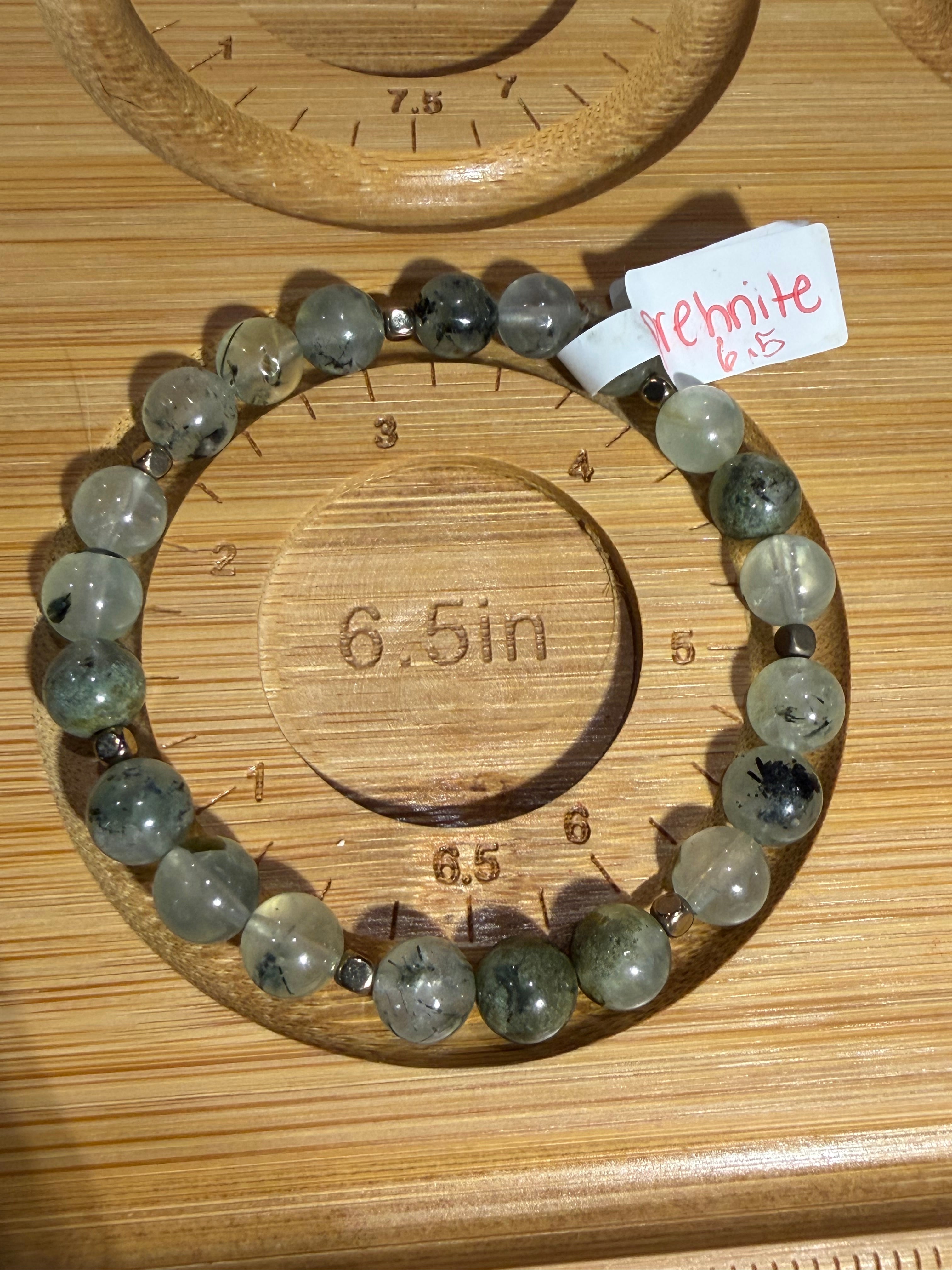 Prehnite 6.5 inch beaded stretchy bracelet