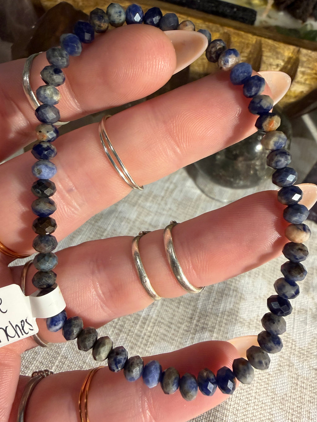 Faceted Sodalite 7.5 inch stretchy bracelet