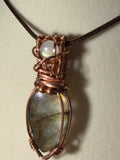 Labradorite & Moonstone copper wire-wrapped pendant