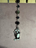African Bloodstone & Obsidian Cat Character Keychain
