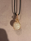 Rose Quartz mini sphere rose gold colored copper wire-wrapped pendant