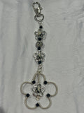 Dalmatian Jasper silver-tone copper wire-wrapped flower keychain/ purse charm