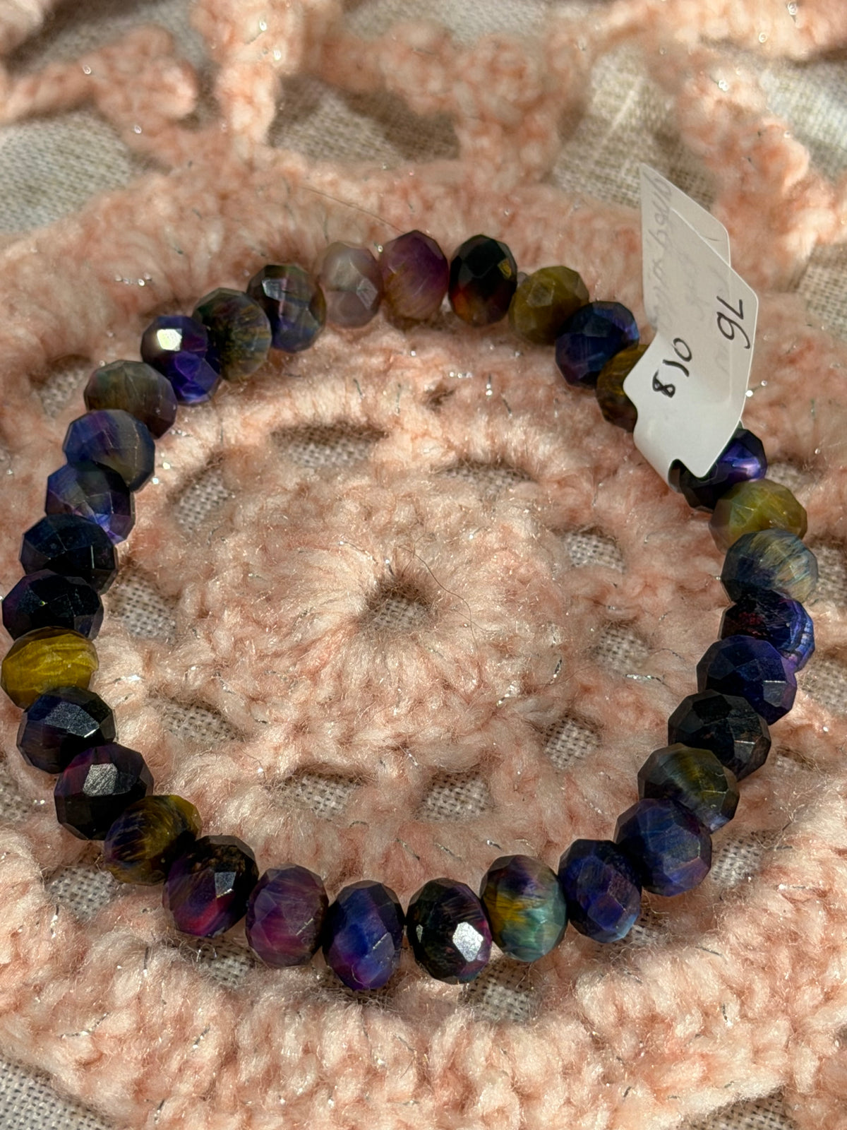 Galaxy dyed Tiger's Eye 6.5 inch stretchy bracelet