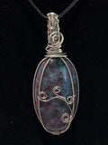 Ruby, Fuschite & Kyanite stainless steel wire-wrapped pendant