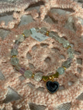 Fluorite 6-inch stretchy heart bracelet