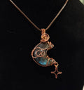Labradorite moon copper wire-wrapped pendant