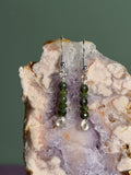 Jade beaded silver-tone earrings