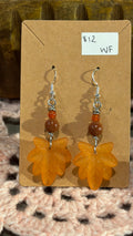 Sandstone & Red Agate orange leaf dangly earrings