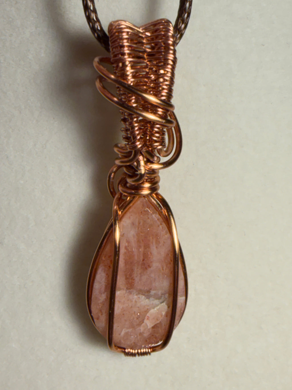 Sandstone copper wire-wrapped pendant