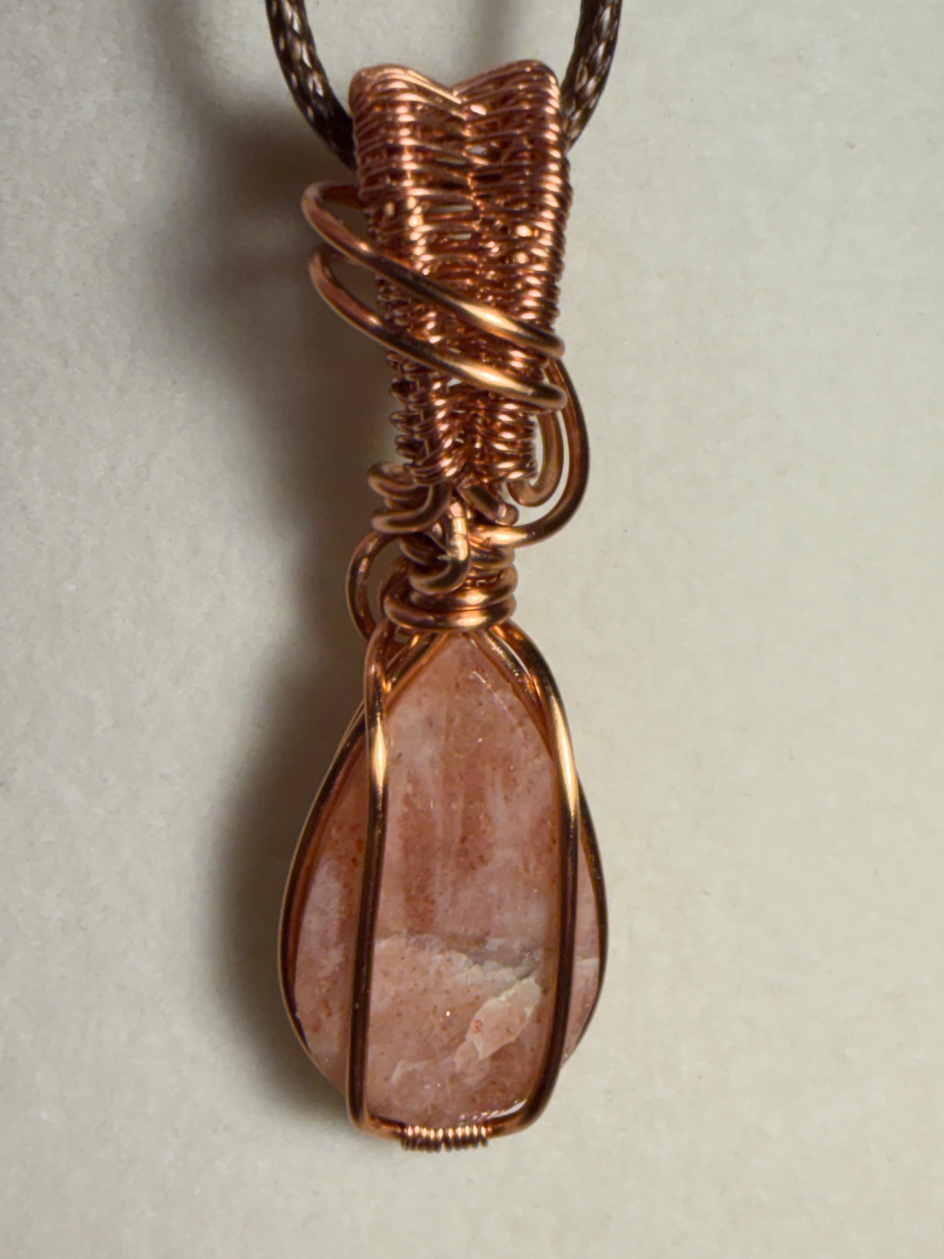 Sandstone copper wire-wrapped pendant