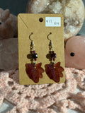 Red leaf dangle earrings