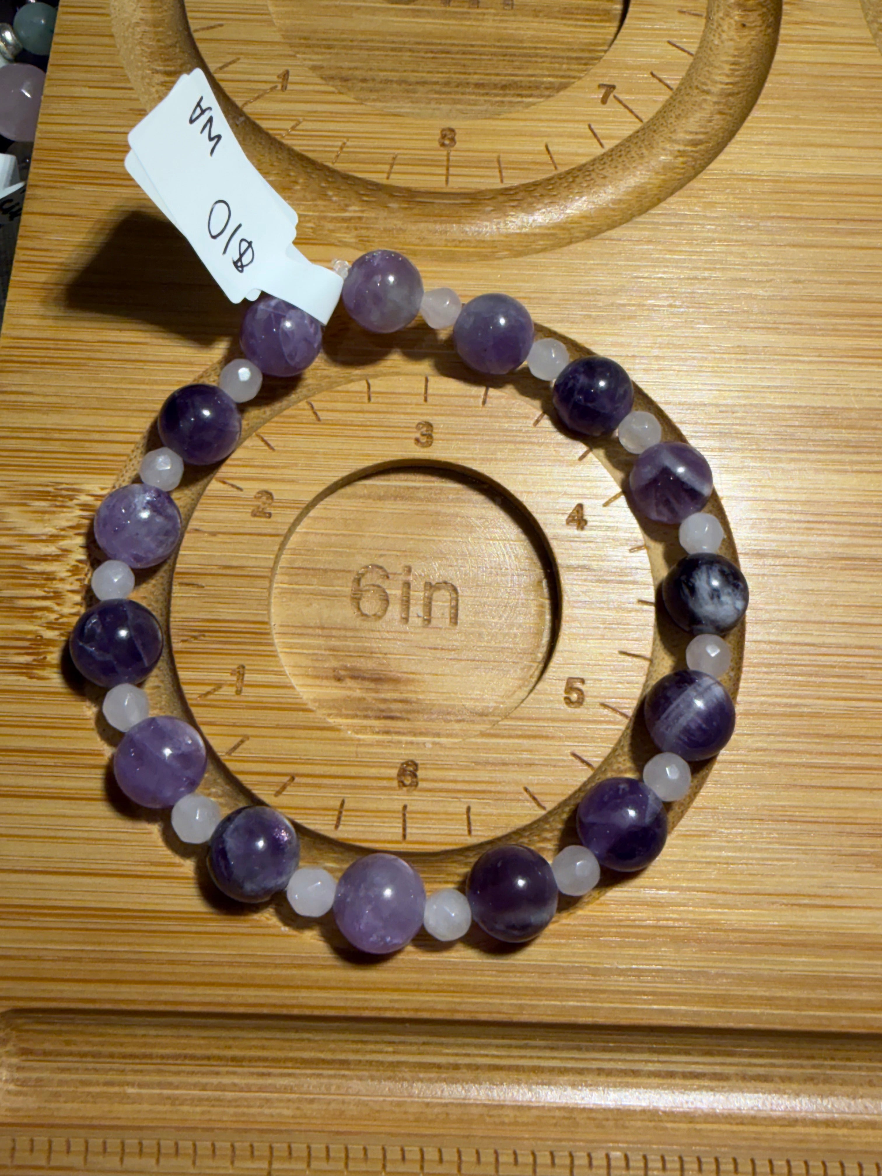 Amethyst & Rose Quartz 6 inch bracelet