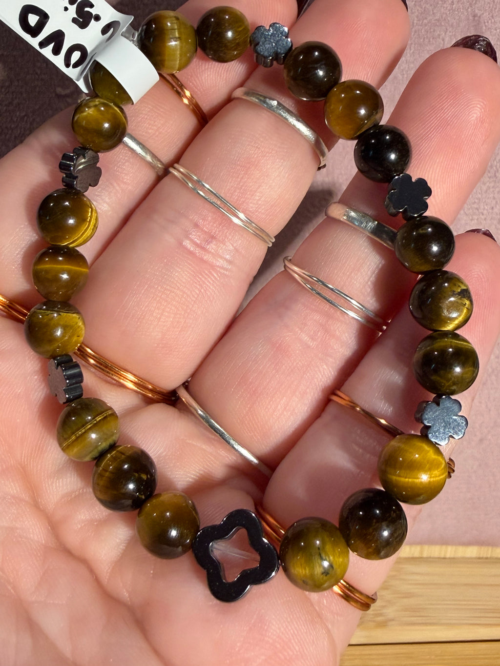 Tiger's Eye & Hematite 6.5 inch beaded stretchy bracelet