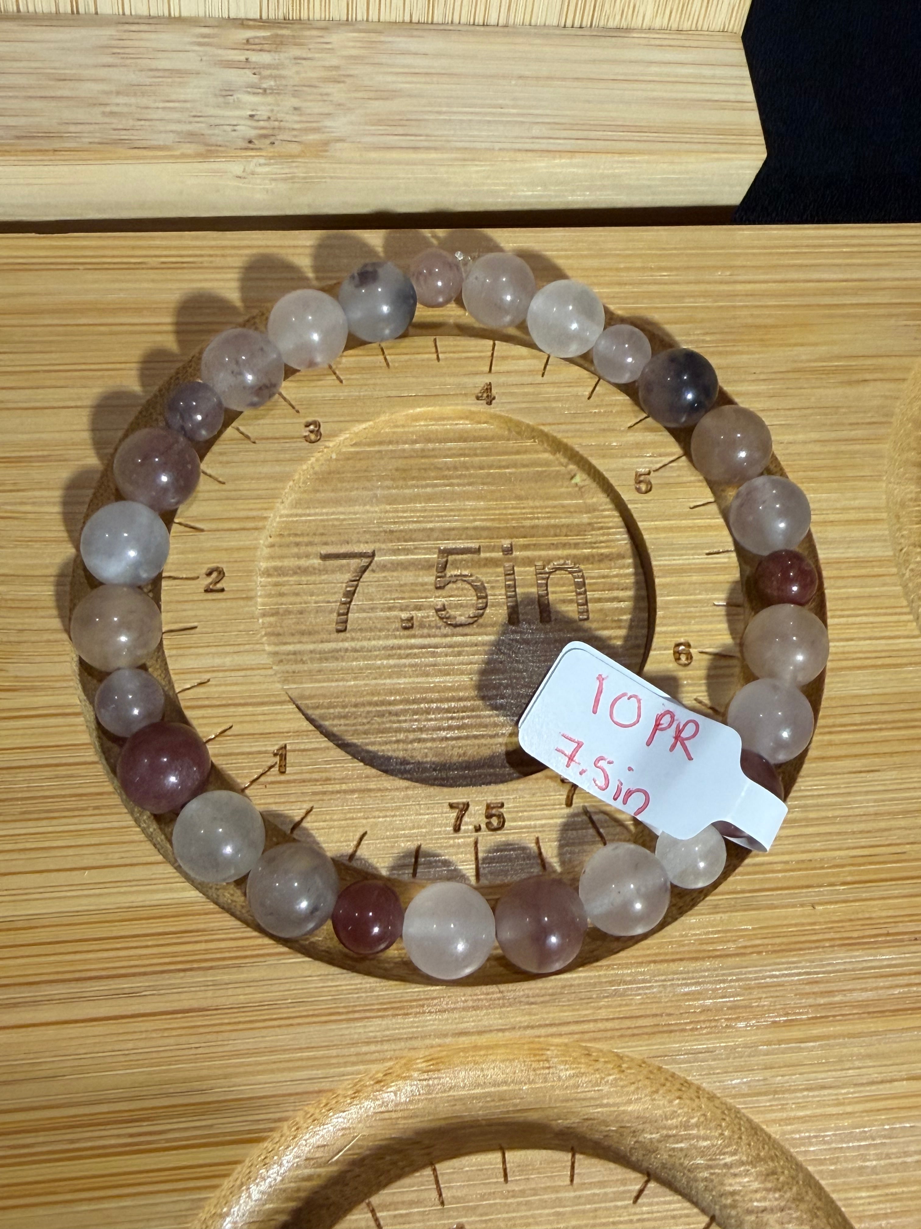 Violet Agate 7.5 inch beaded stretchy bracelet