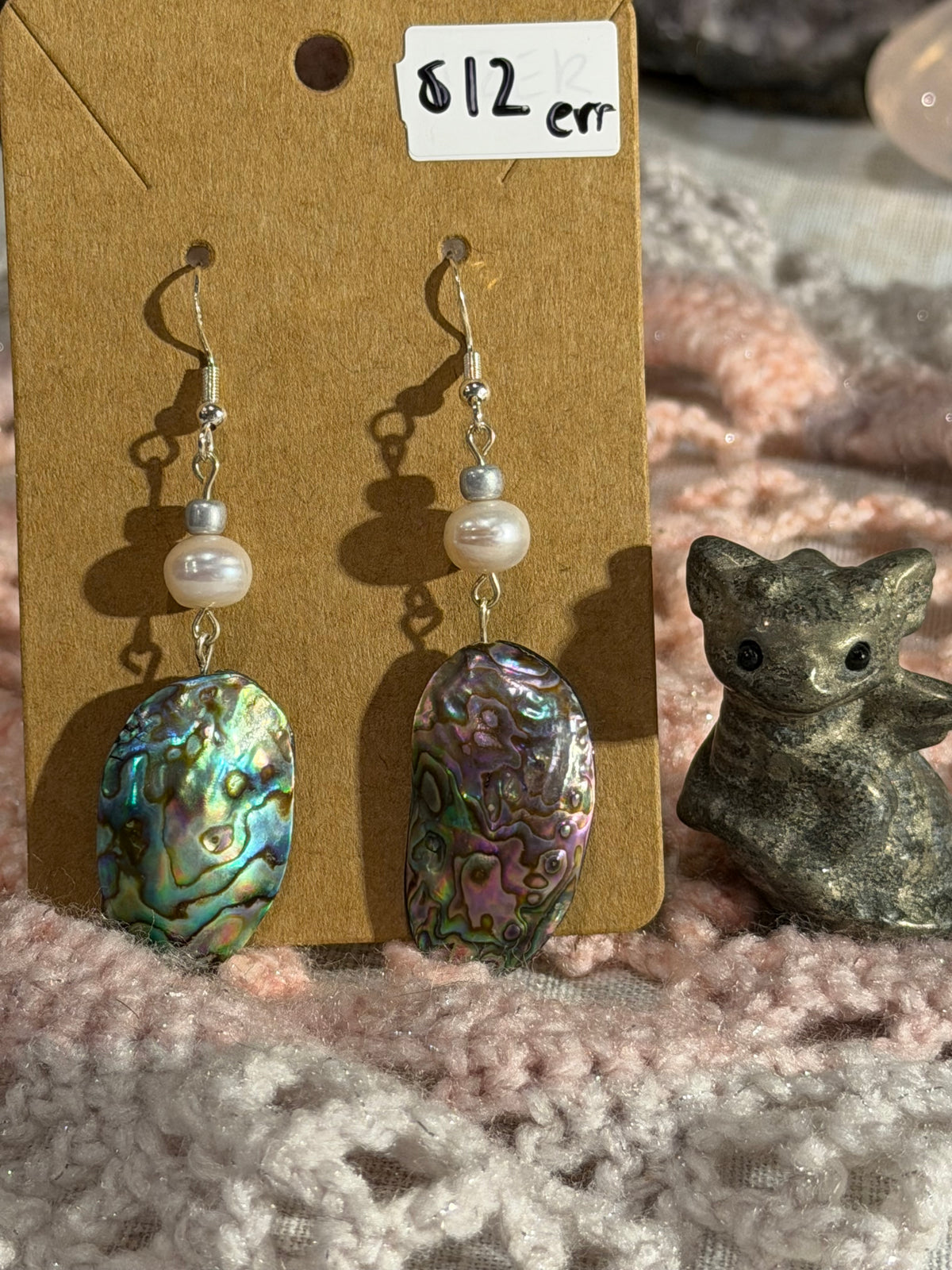 Abalone shell & pearl earrings (B)