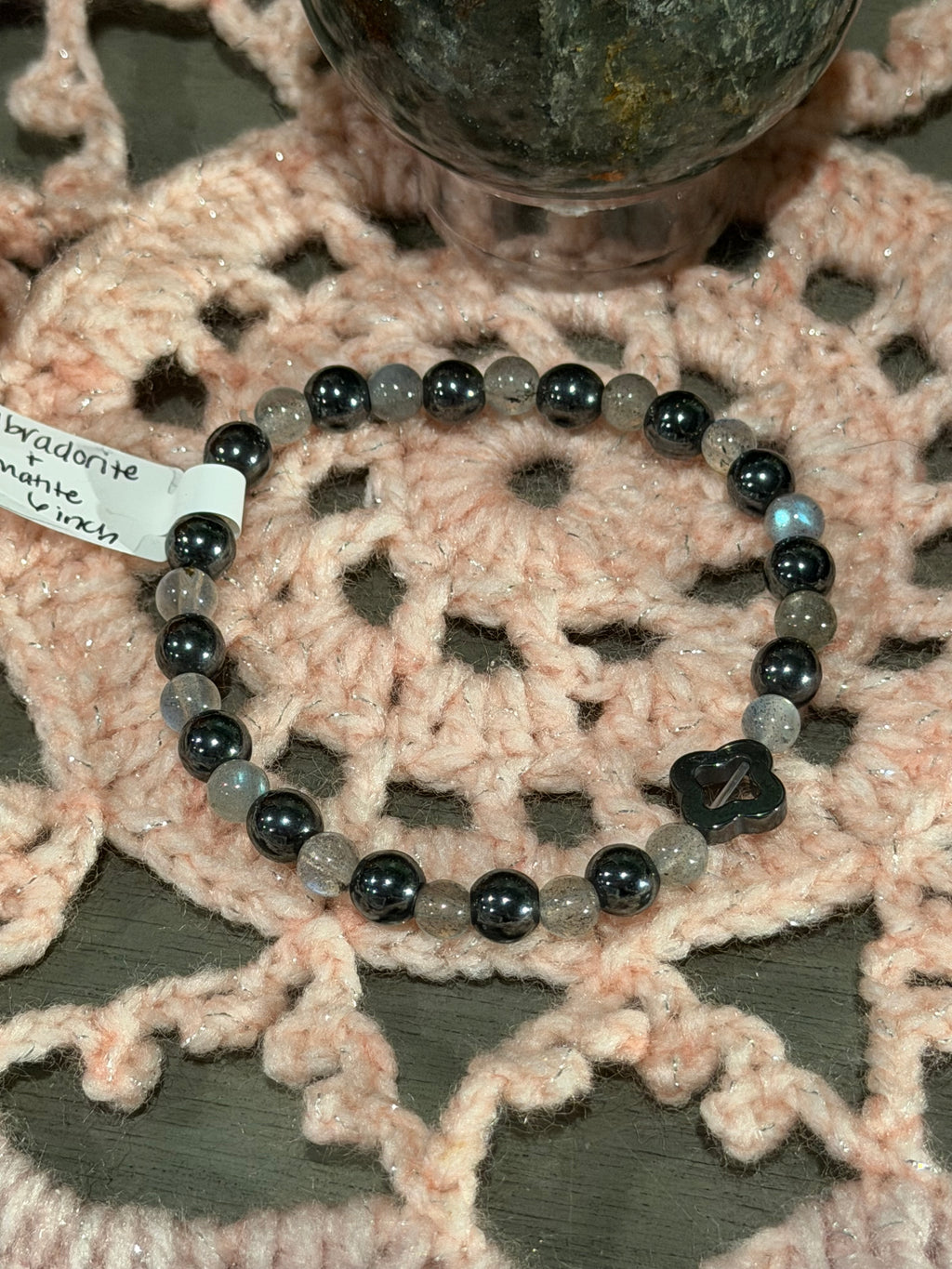 Labradorite & Hematite 6-inch stretchy bracelet
