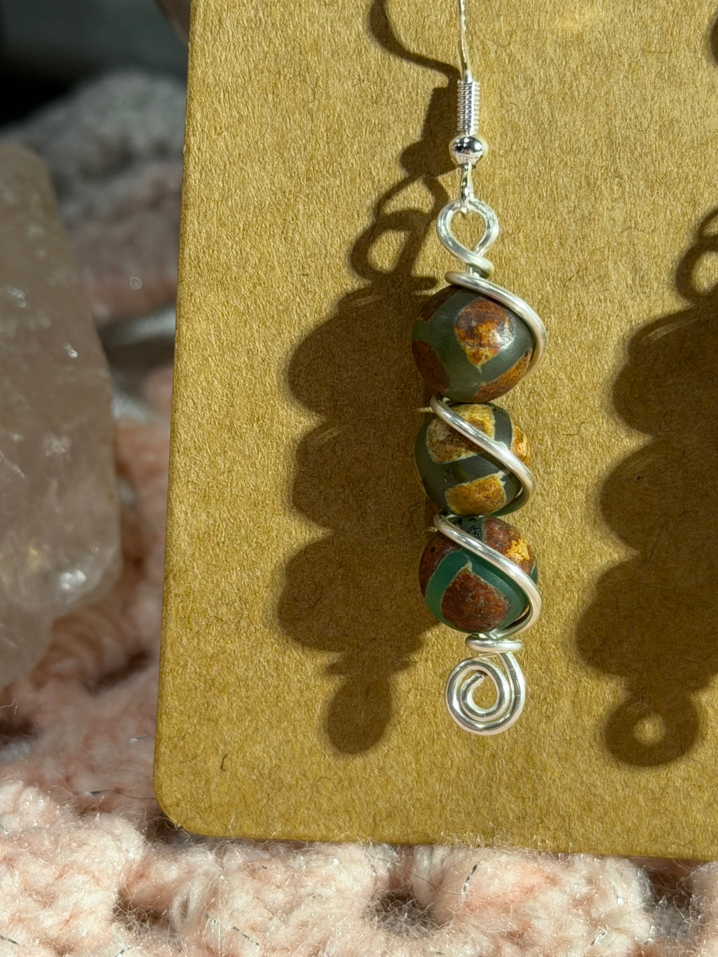 Tibetan Turtleback Agate beaded earrings