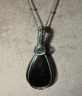 Silver Sheen Obsidian stainless-steel wire-wrapped pendant