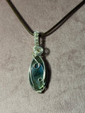 Labradorite silver-tone copper wire-wrapped pendant