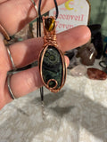Kambaba Jasper & Tiger's eye copper wire-wrapped pendant