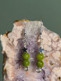 Peridot beaded silver-tone star earrings