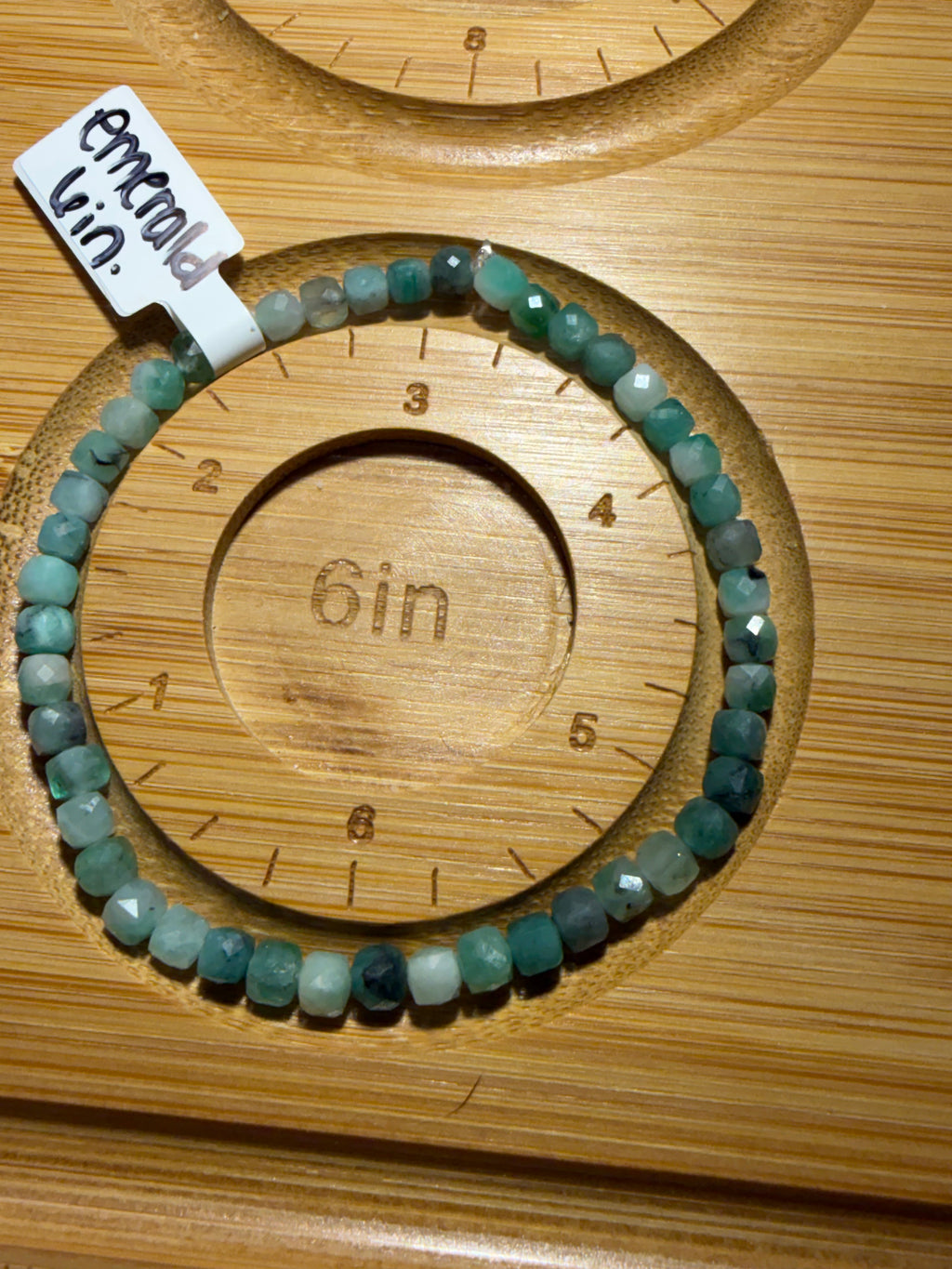 Faceted Emerald 6 inch stretchy bracelet