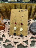 Lava stone & glass beaded skull earrings