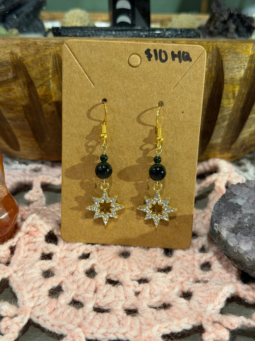 Green Sandstone star earrings