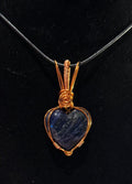 Sodalite heart copper wire-wrapped pendant