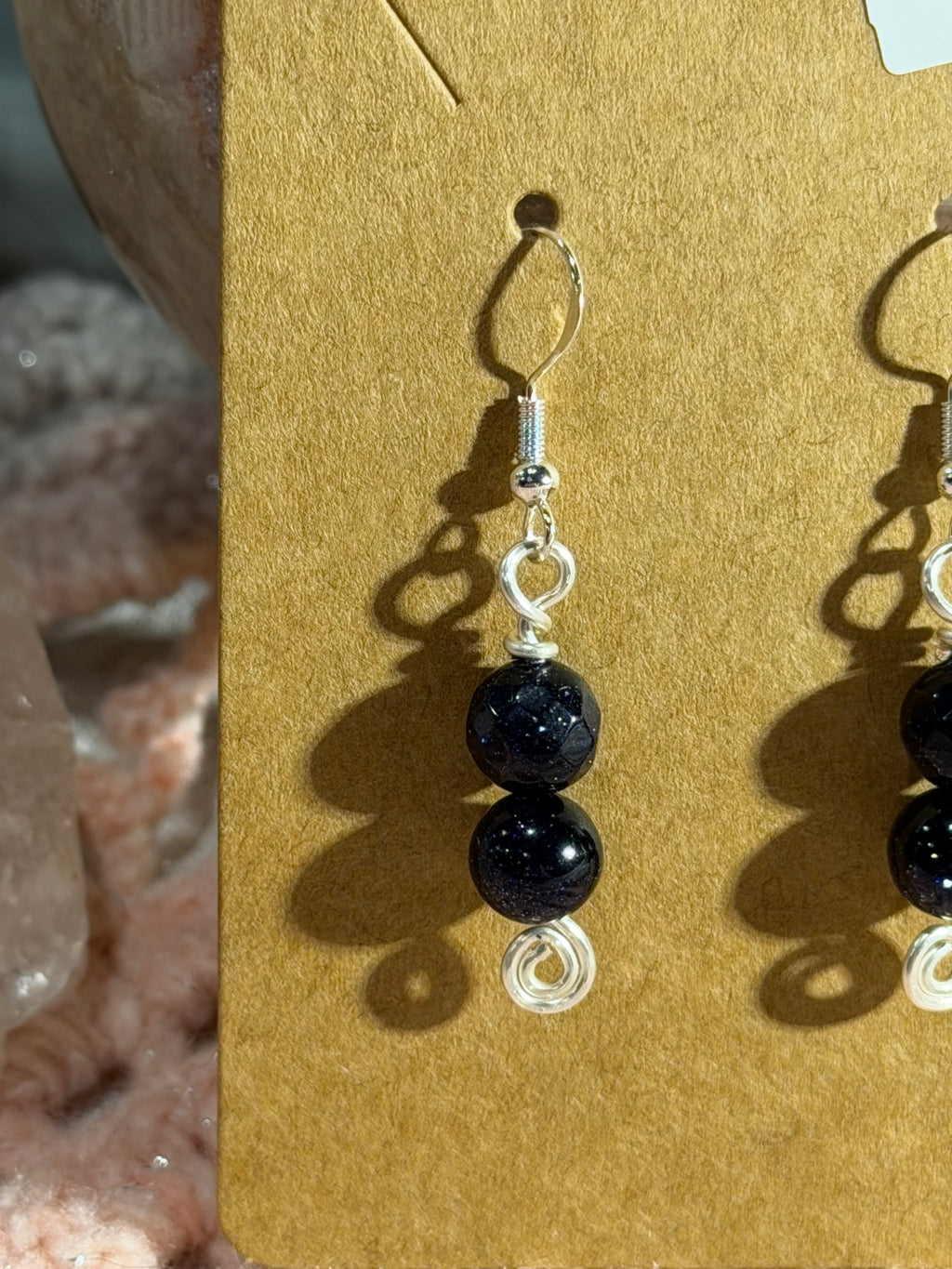 Blue Sandstone faceted beaded earrings
