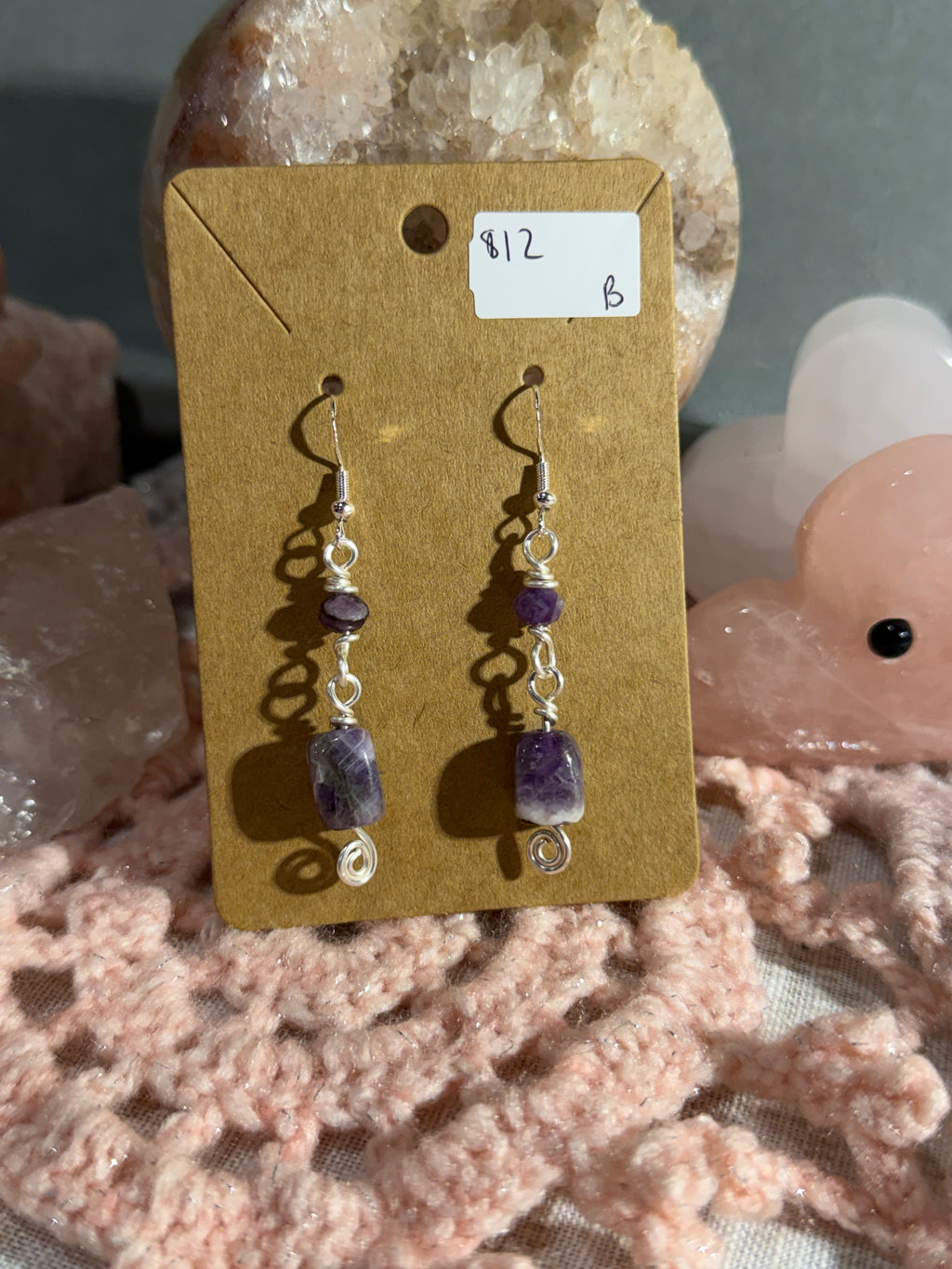 Amethyst cube dangle earrings