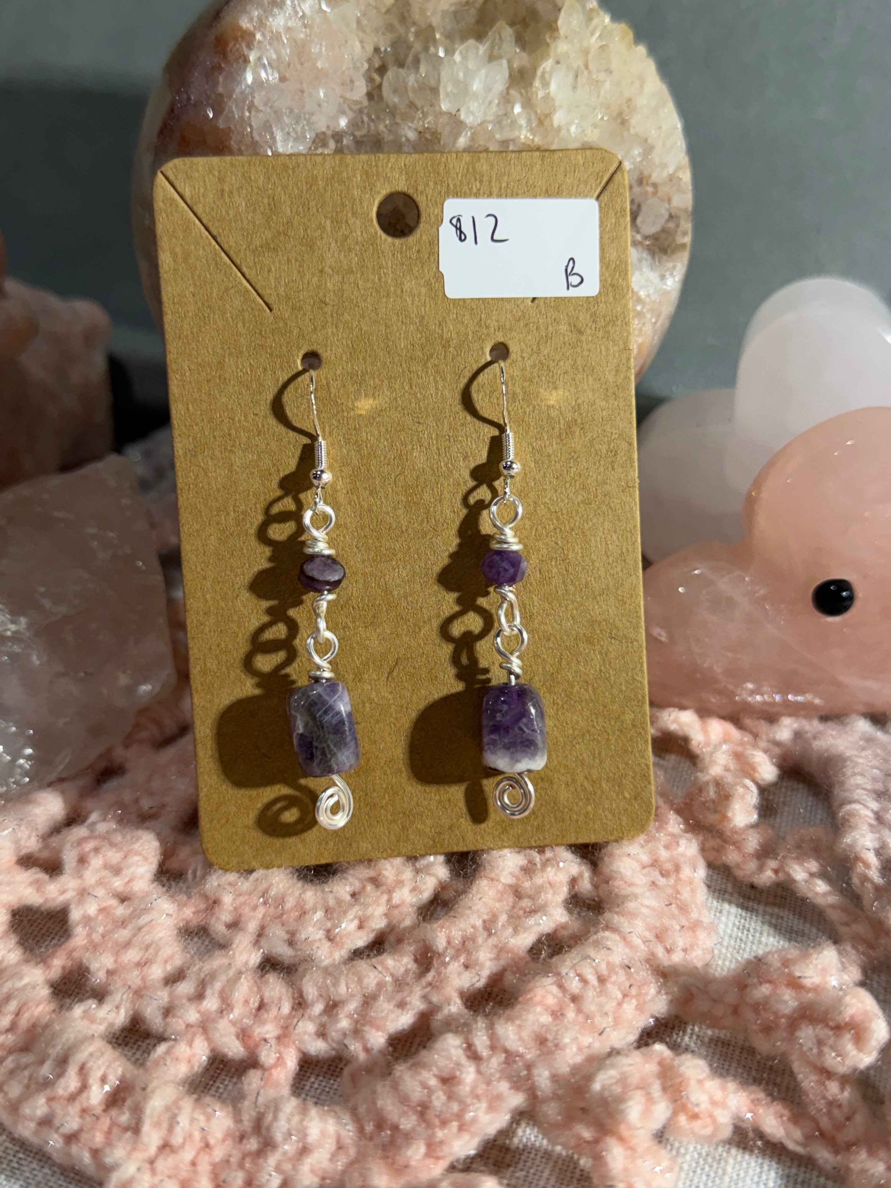 Amethyst cube dangle earrings