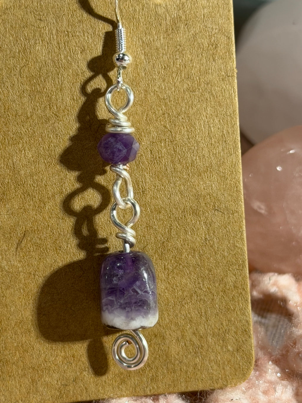 Amethyst cube dangle earrings