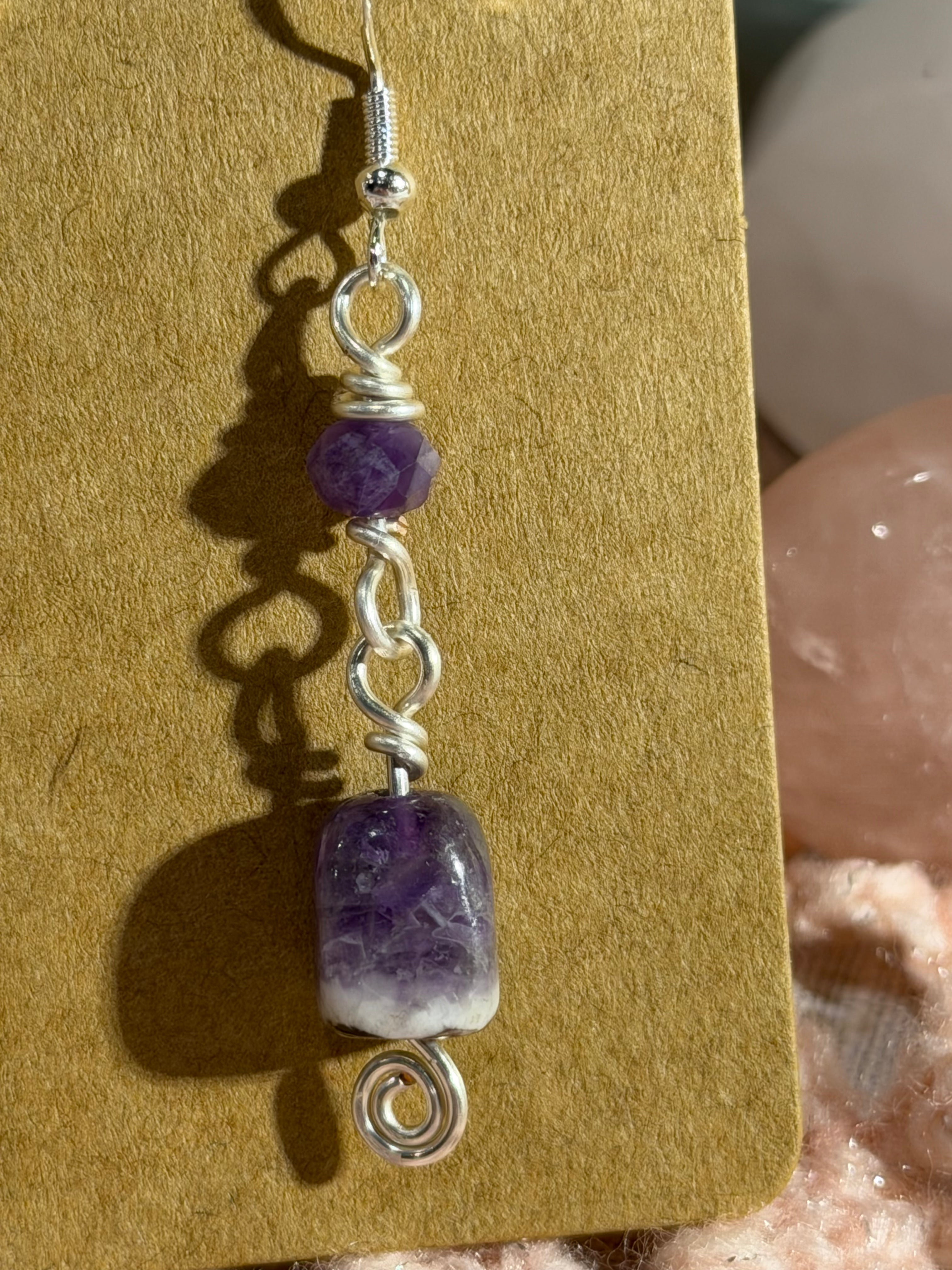 Amethyst cube dangle earrings