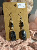 Larvikite & Black Agate dangle earrings