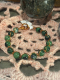 Zoisite 6-inch copper wire-wrapped bracelet