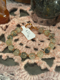 Prehnite 6-inch copper wire-wrapped bracelet