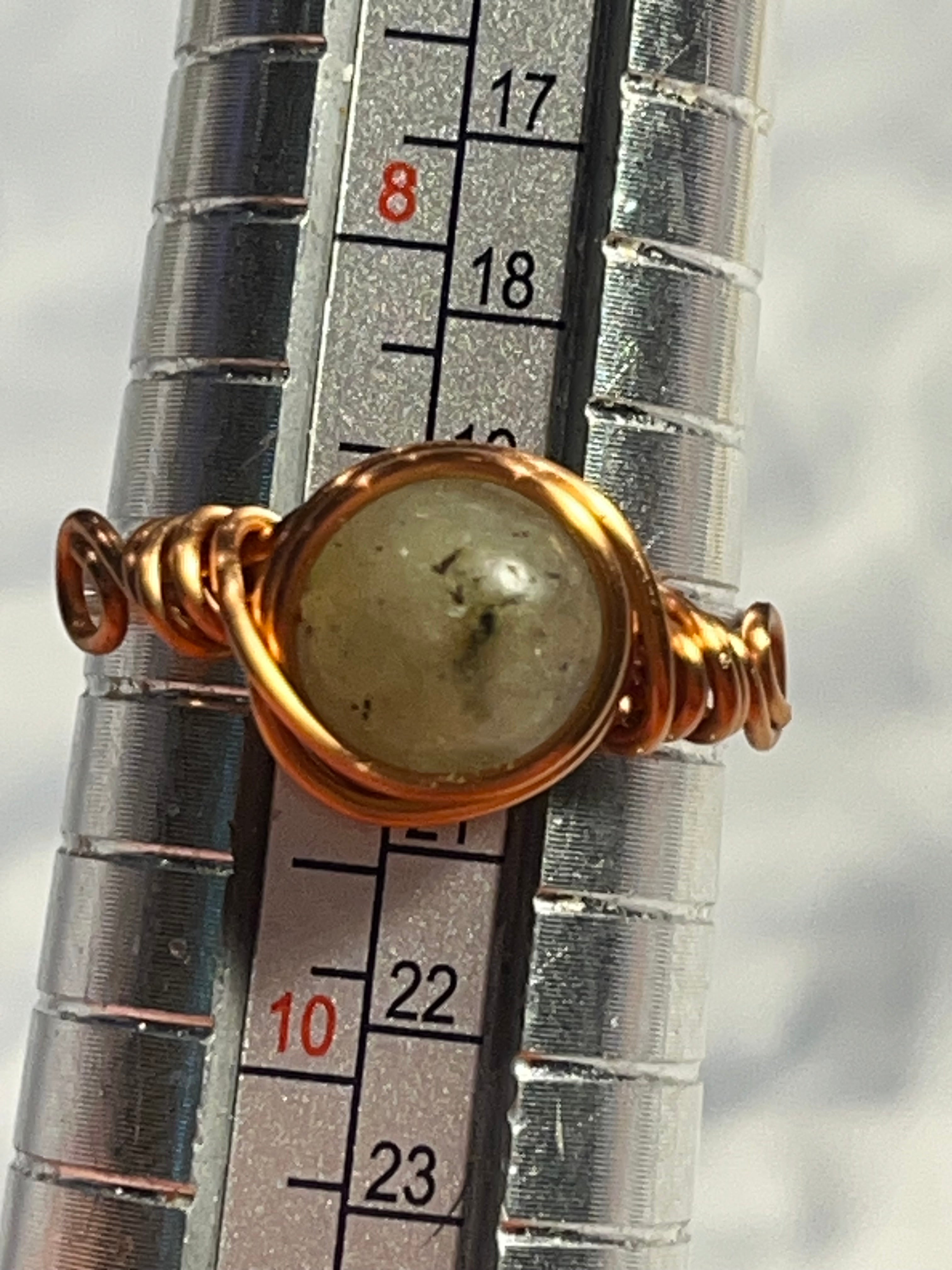 Labradorite size 9 copper wire-wrapped ring