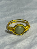 Chinese Jade size 7 gold-tone copper wire-wrapped ring