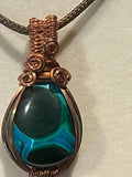 Malachite & Chrysocolla copper wire-wrapped pendant