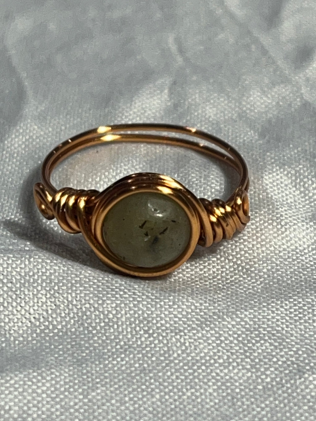 Labradorite size 9 copper wire-wrapped ring